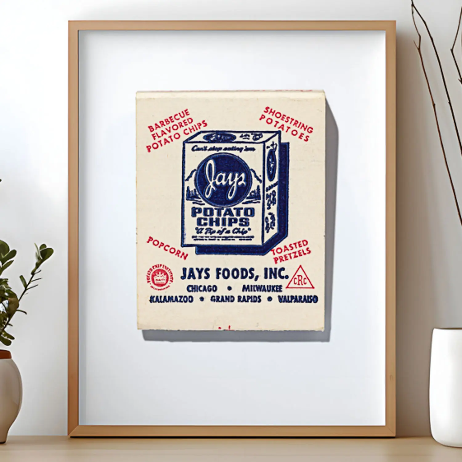 Jays Potato Chips matchbook print, front