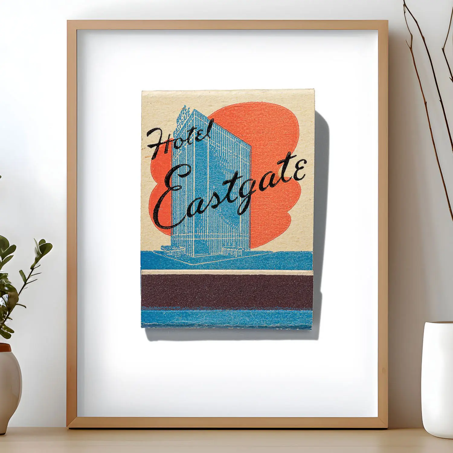 Eastgate Hotel matchbook print, front