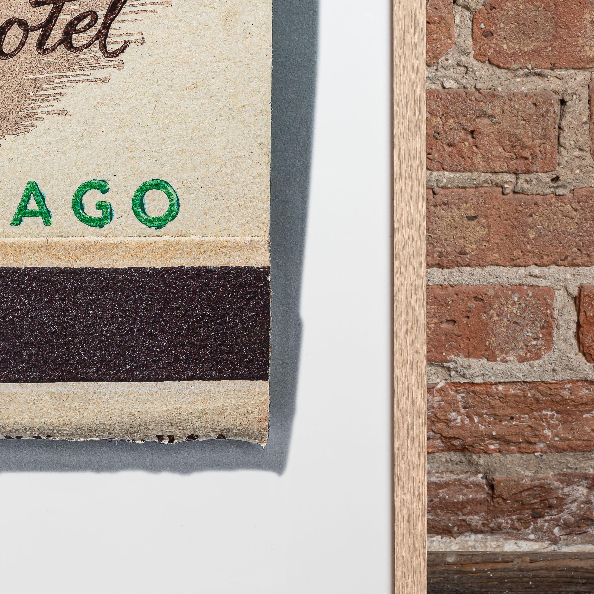 Macro detail of a matchbook print's striker strip and archival paper texture